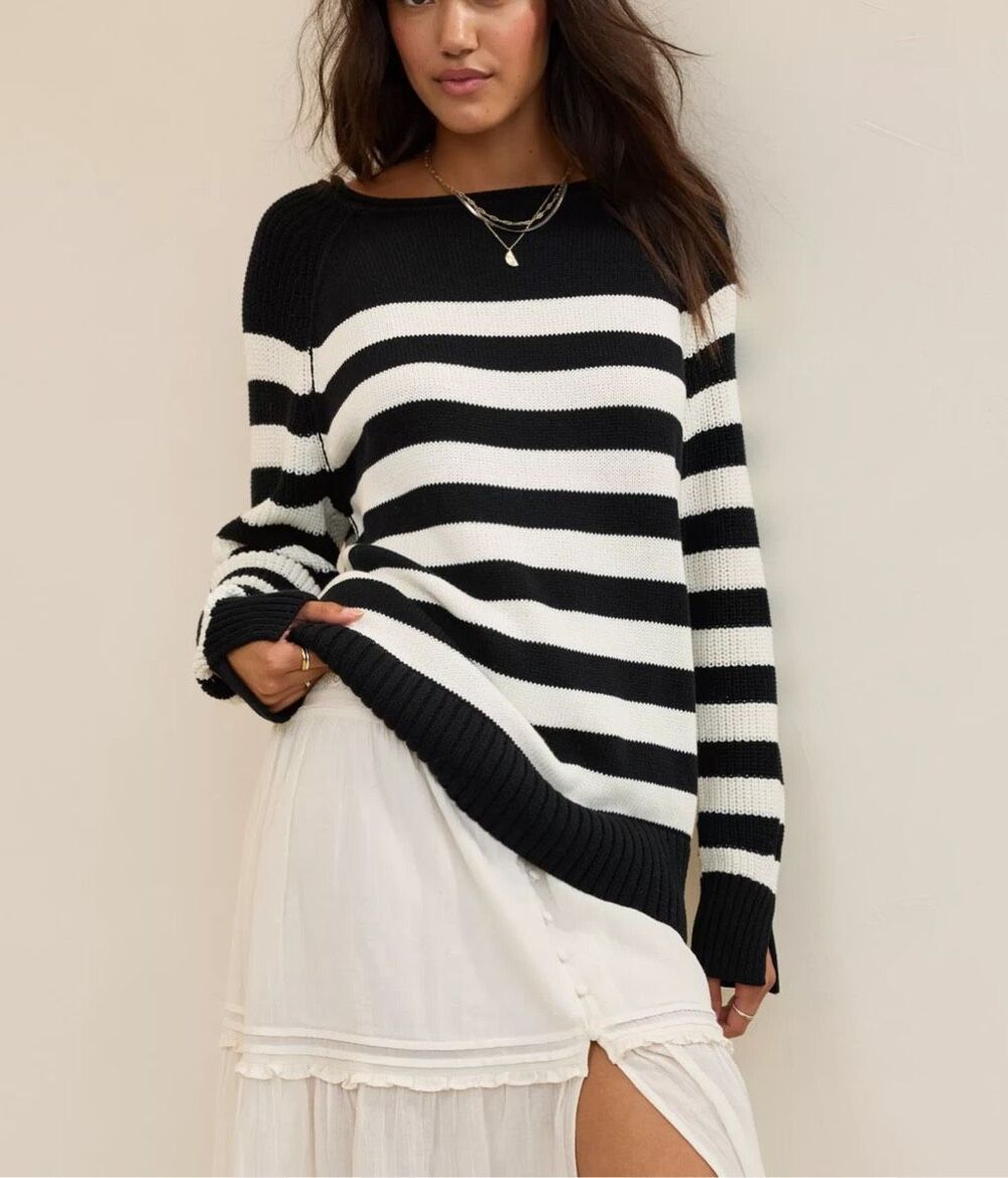 Aerie Striped Knit Sweater 100% Cotton NWT